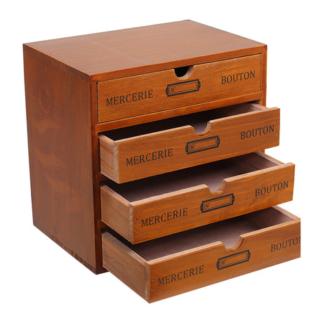 Vintage Rustic Wooden Desk Storage Cabinet Organizer with Drawers