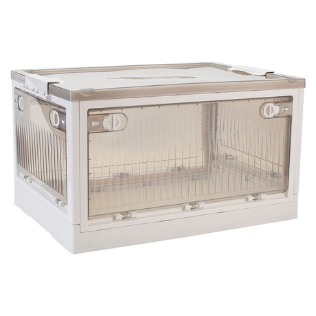 Durable Plastic Front Access Stackable Storage Box with Wheels Handles