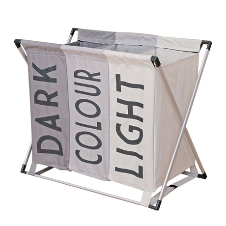3 Compartment Laundry Sorter Waterproof Oxford Fabric Aluminium Frame