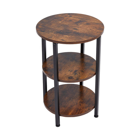Rustic Vintage Wooden Side Table with Two Shelves