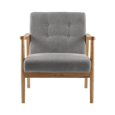Solid Wood Frame Button Tufted Fabric Armchair Comfortable Seating