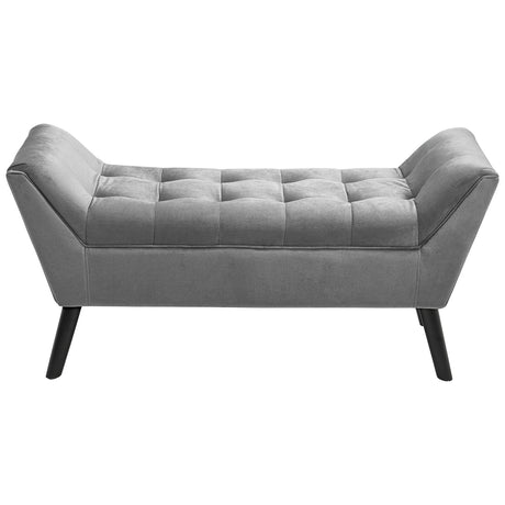 Velvet Bed End Bench With Arms Buttoned Upholstery Bedroom Seating
