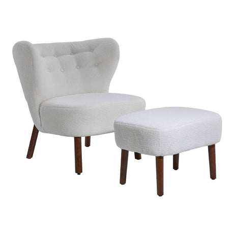 Teddy Bear Fur Tufted Leisure Chair with Footstool