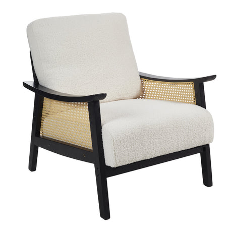 Modern Teddy Fleece Armchair Accent Chair with Wooden Frame