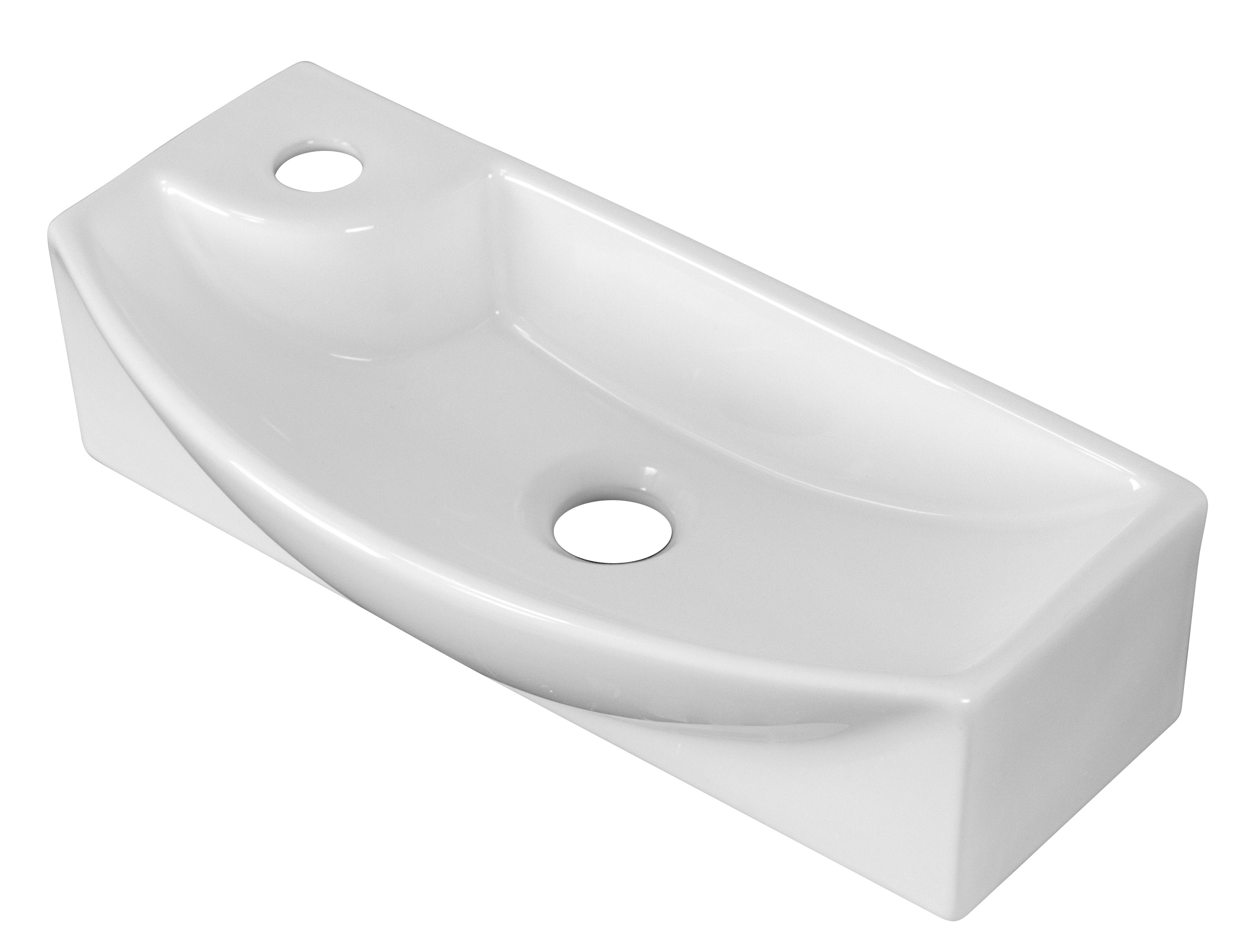 17.75-in. W Wall Mount White Vessel For 1 Hole Left Drilling