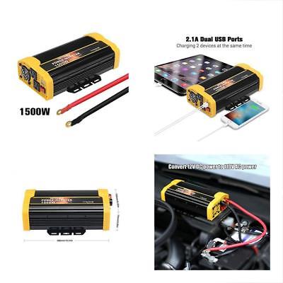 1500W Power Inverter DC 12V To AC 110V Car With 2.1A Dual USB Adapter
