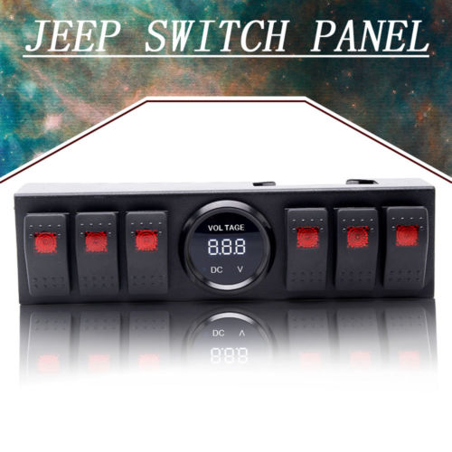 12V Overhead 6 Red Rocker Switch Pod Panel Fit 10-17 Jeep Wrangler JK&JKU
