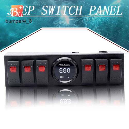12V Overhead 6 Rocker Switch Red Light Panel For Jeep Wrangler JK&JKU 10-16