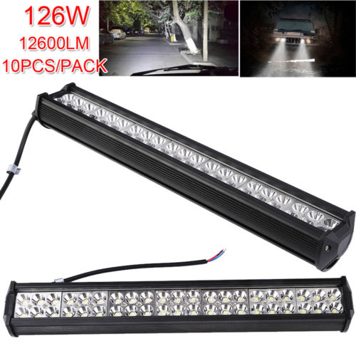 10x 126W LED Spot Flood UTE Lamp Truck 4WD Work Light Bar Driving Offroad
