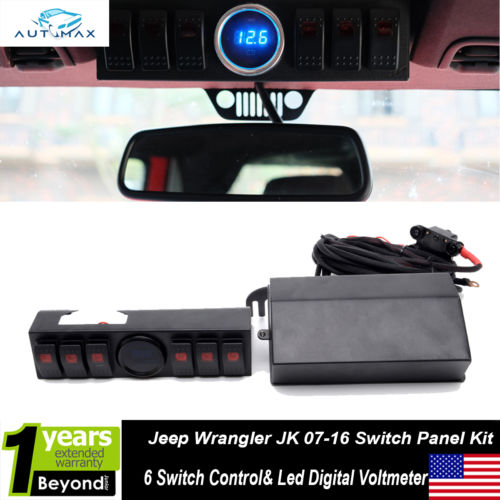 07-17 Jeep JK 6 Switch Electronic Relay System Box Kit w/LED Digital Voltmeter