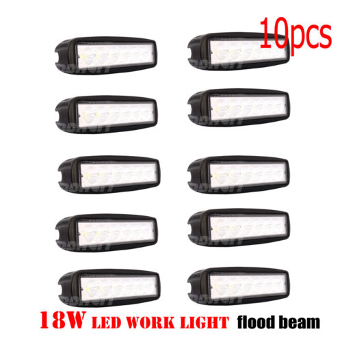 10pcs 18W LED Work Light Bar Flood Beam For Driving SUV Offroad UTE Truck 6inch