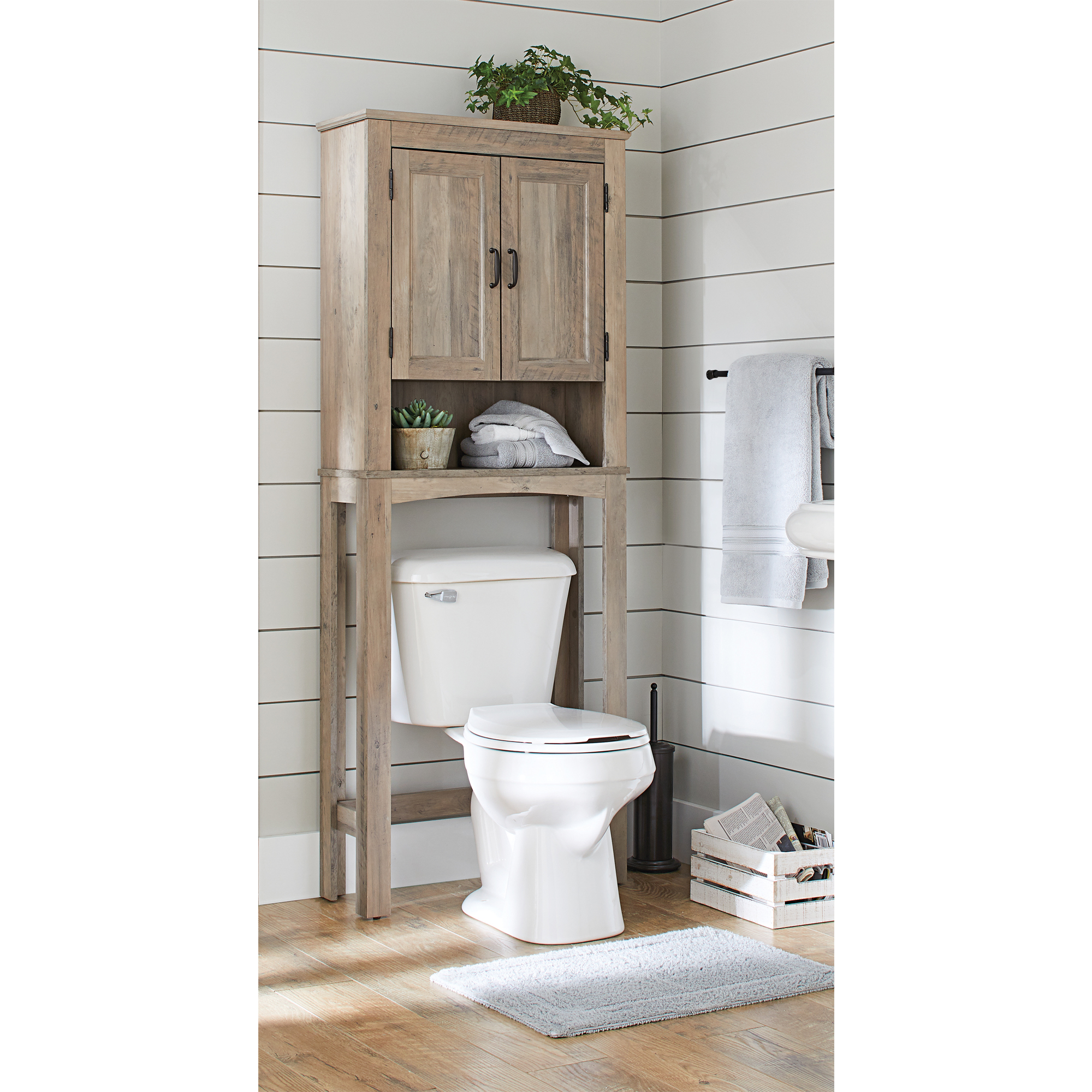 Better Homes & Gardens Northampton Over the Toilet Bathroom Space Saver, Rustic Gray Finish