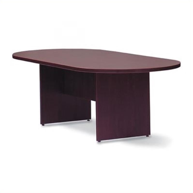 10 Wood Racetrack Conference Table with Slab Base