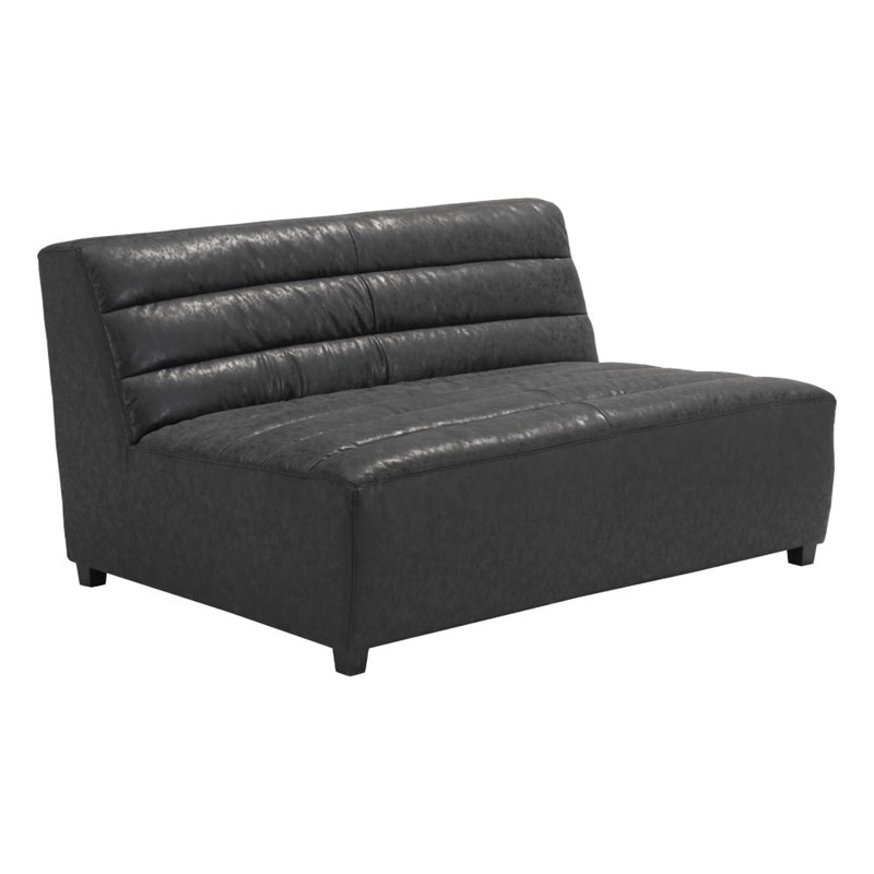 ZUO Soho Faux Leather Loveseat in Black