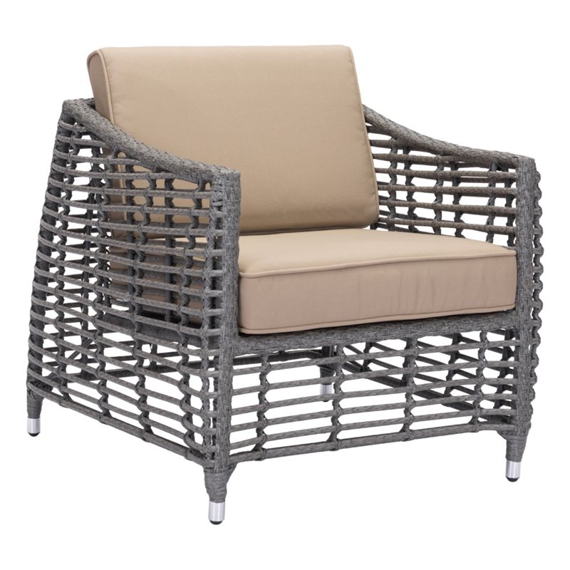 Zuo Trek Patio Arm Chair in Gray and Beige