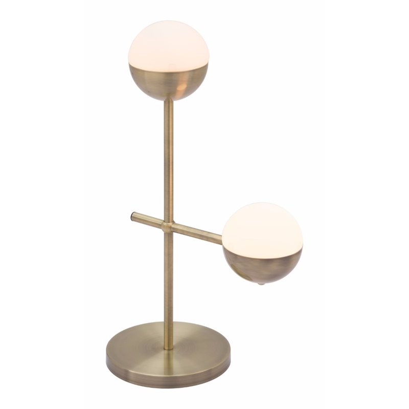 Zuo Waterloo Table Lamp in White and Brushed Bronze