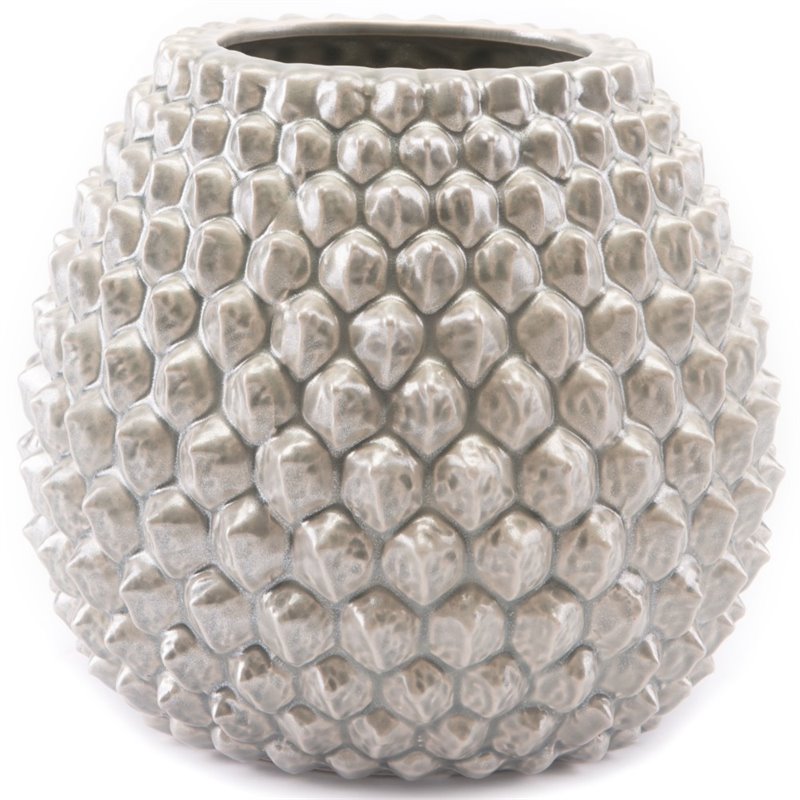 Zuo Short Pinecone Vase in Antique Silver