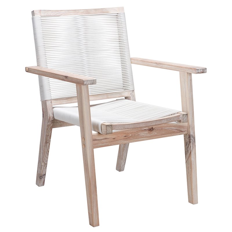 Zuo South Port Patio Dining Arm Chair in White Wash (Set of 2)