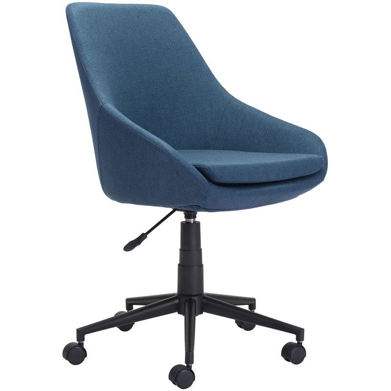 Zuo Powell Linen Swivel Office Chair in Blue
