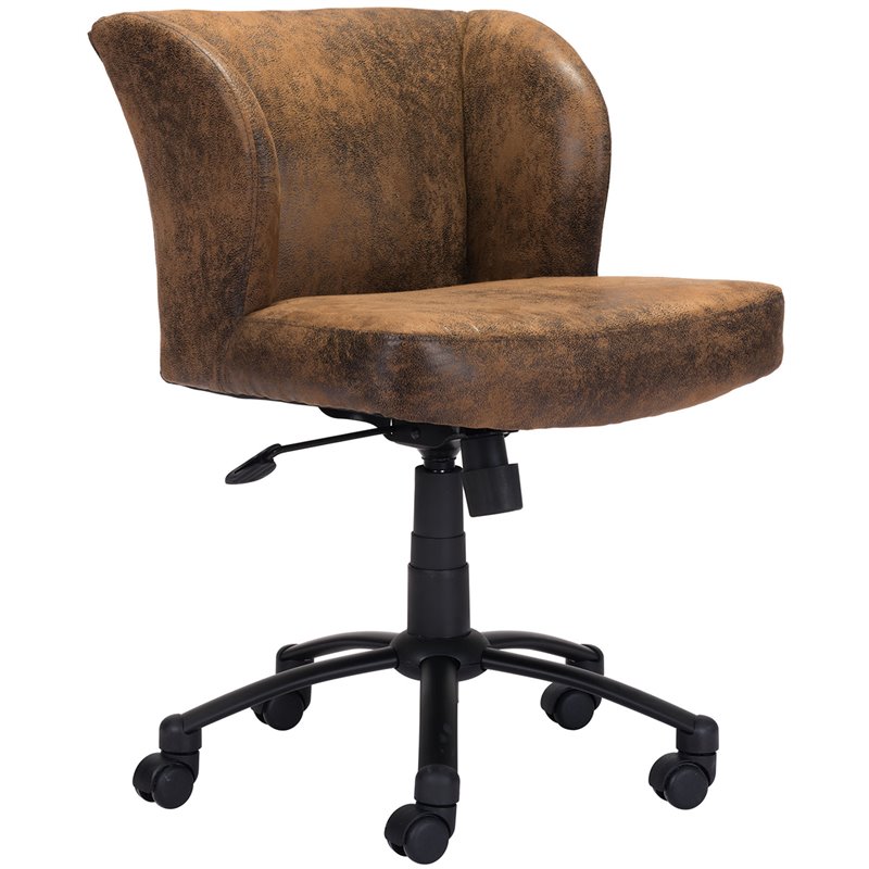 Zuo Shaw Winged Back Swivel Office Chair in Brown