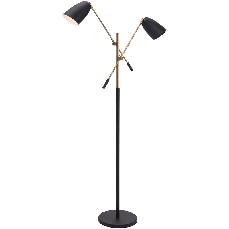 Zuo Tanner Marble Floor Lamp in Matte Black and Brass