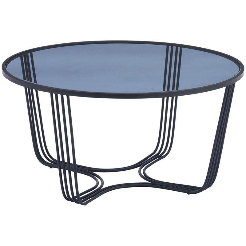 Zuo Tempo Glass Top Coffee Table in Black