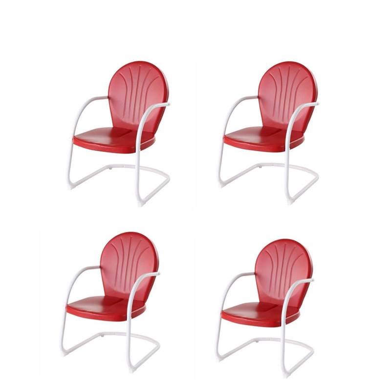 (Set of 4) Metal Arm Chair in Red