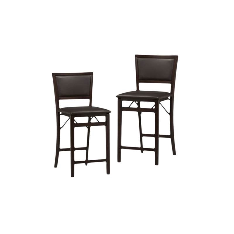 (Set of 2) 24" Pad Back Folding Counter Stool in Espresso