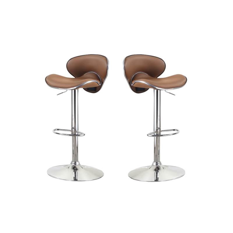(Set of 2) Adjustable Swivel Bar Stool in Camel