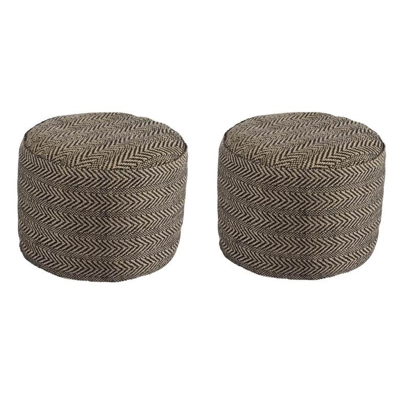 (Set of 2) Chevron Pouf in Natural