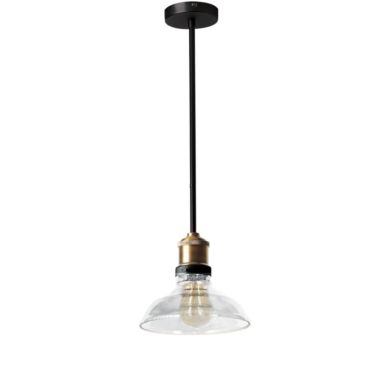 1 Light Pendant Black/Antique Brass