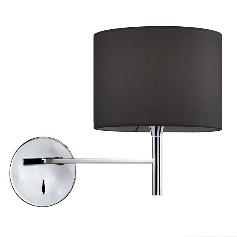 1 Light Incandescent Wall Sconce PC w/BK Shade