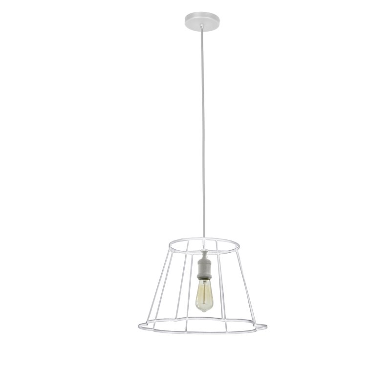 1 Light Metal White Framed Pendant