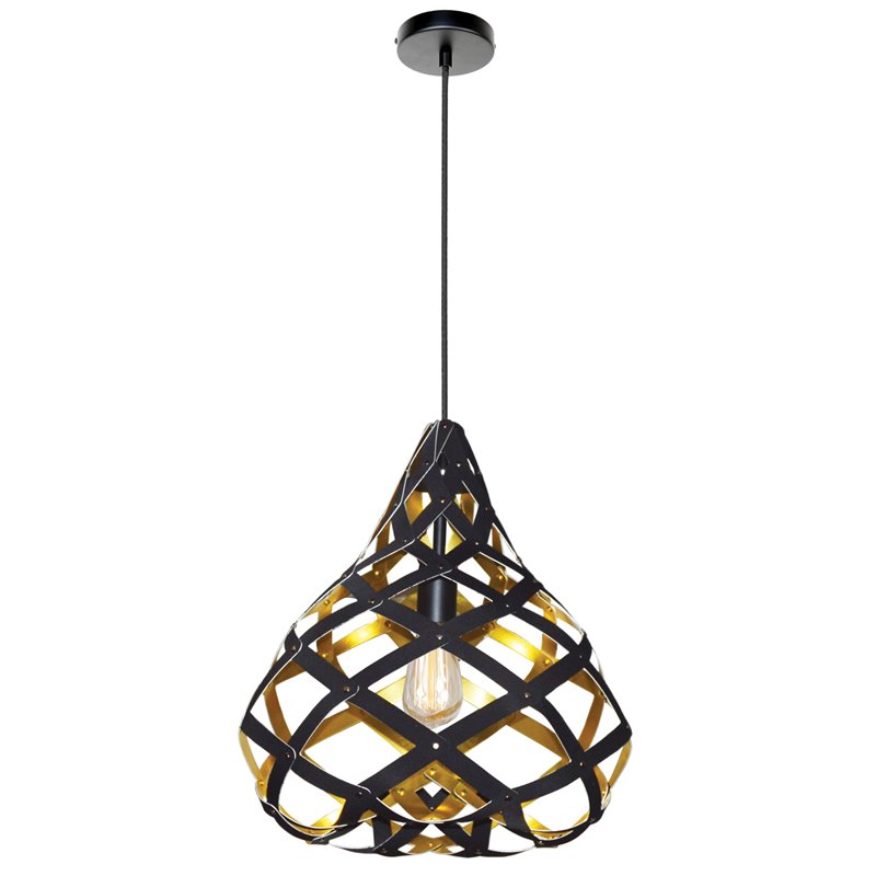 1 Light Pendant Bk/Gld