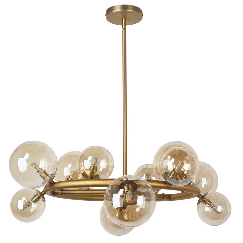 12 Light Halogen Round Chandelier VB Finish