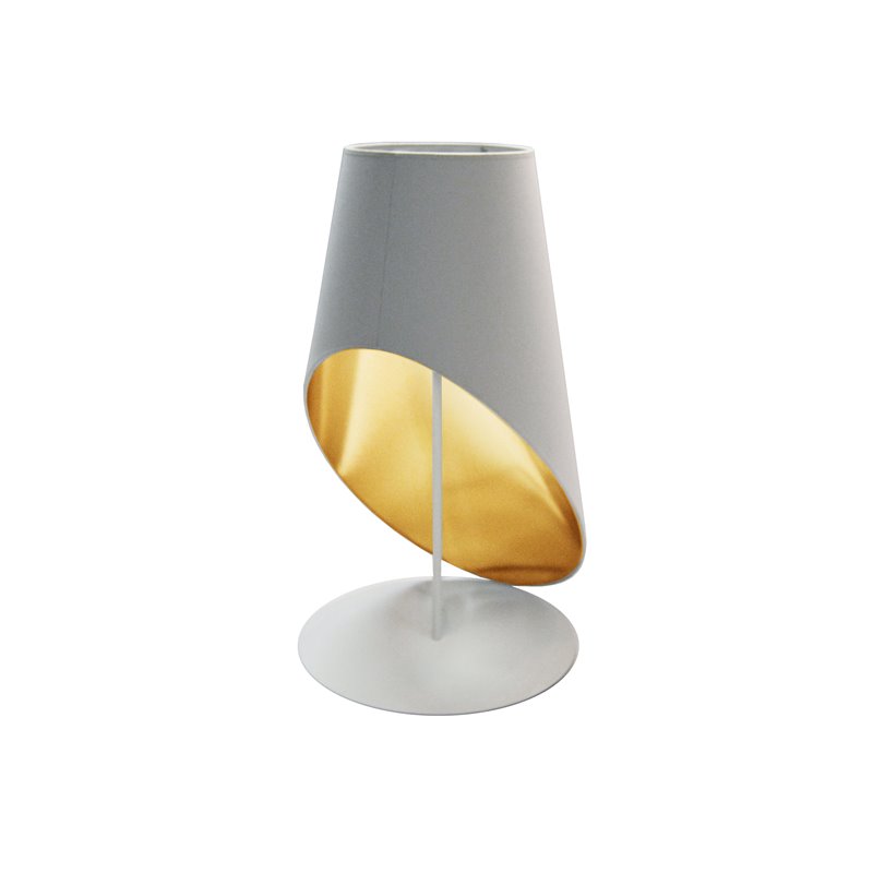 1 Light Slanted Tapered Drum Table Wht/Gld Shade
