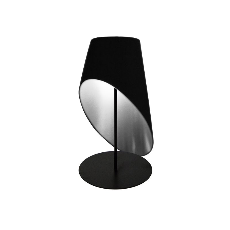 1 Light Slanted Tapered Drum Table Blk/Slv Shade