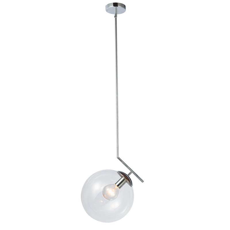 1 Light Incand Clear Glass Pendant PC Finish