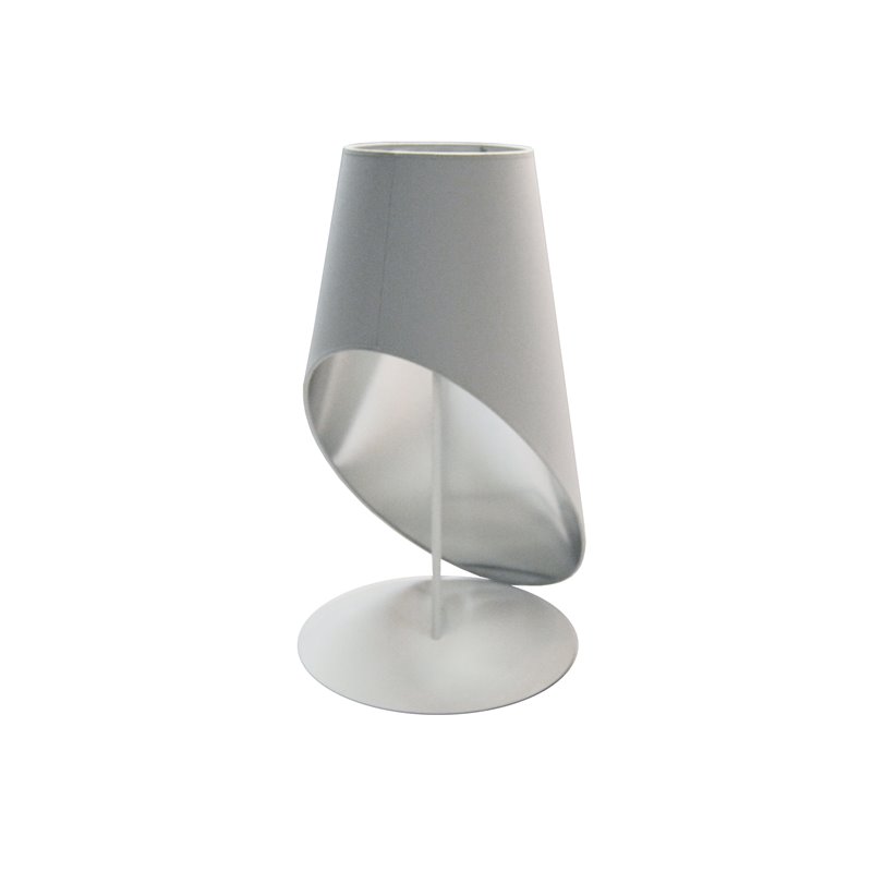 1 Light Slanted Tapered Drum Table Wht/Slv Shade