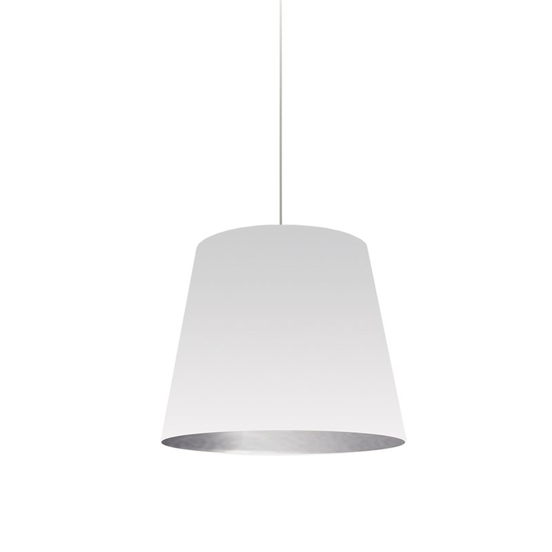 1 Light Oversized Drum Pendant Small - Wht/Slv