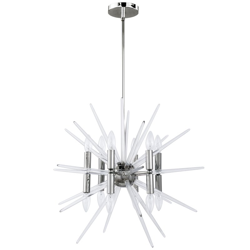 12 Light Incandescent Pendant Polished Chrome Finish