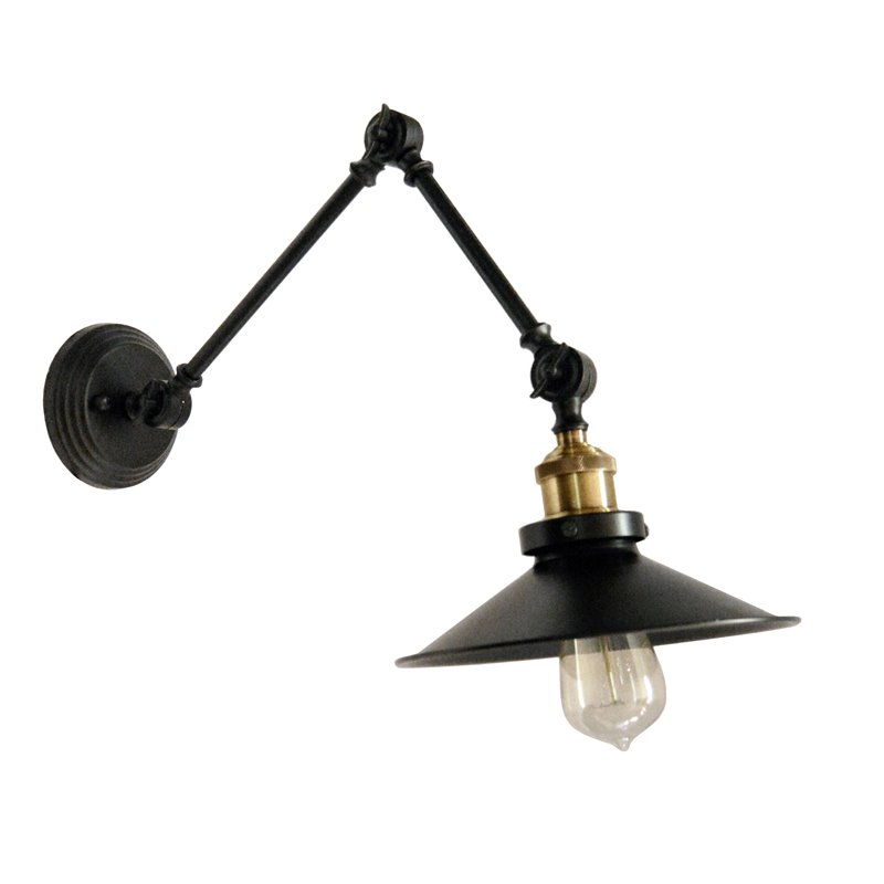 1 Light Incandescent Adjustable Wall Lamp Blk finish