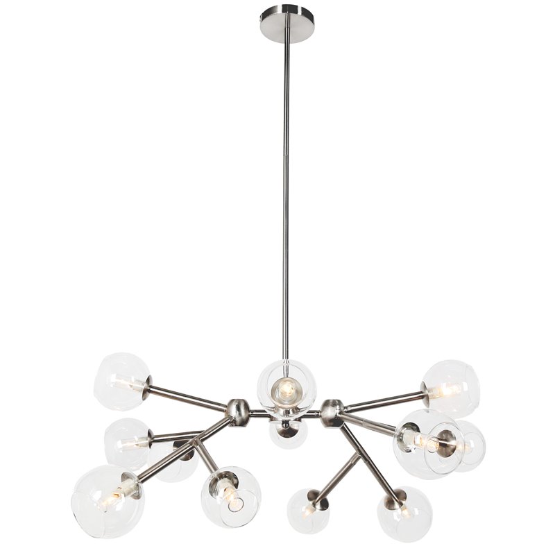 12 Light Halogen Chandelier Satin Chrome Finish