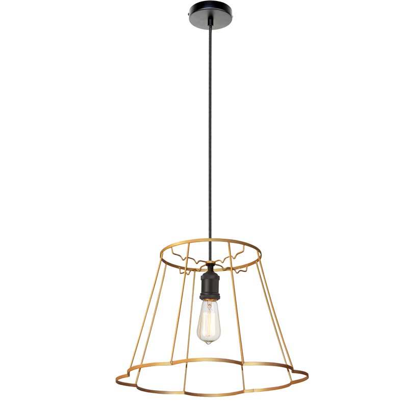 1 Light Metal Gold Framed Pendant