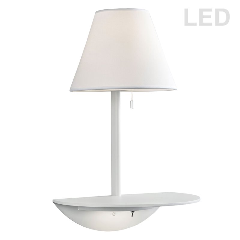 1 Light Wall Mount w/5.4W LED Downlight WH and WH Shade