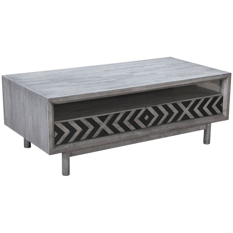 ZUO Raven Cubo Storage Accent Coffee Table in Old Gray
