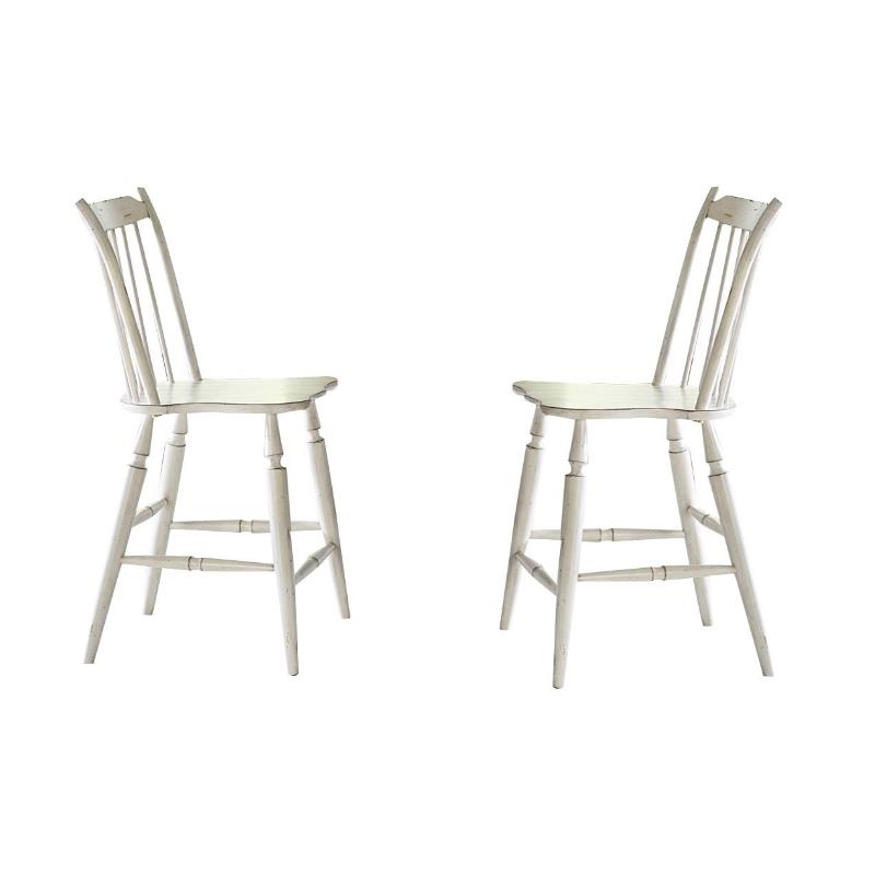 (Set of 2) 24" Windsor Back Counter Stool in White