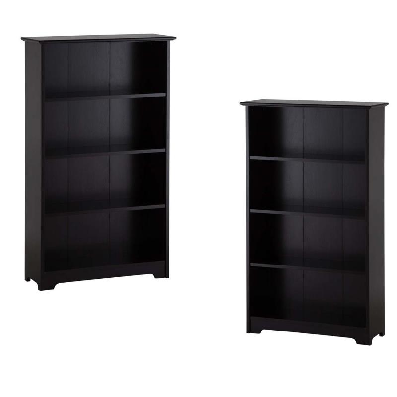 (Set of 2) 4 Shelf Bookcase in Espresso
