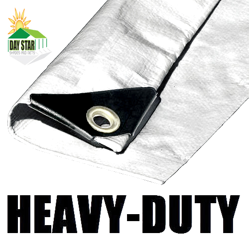 16X24 White Tarp EXTRA Heavy Duty 12 mil 3 Ply Coated Reinforced Canopy 6 oz 3 Layer