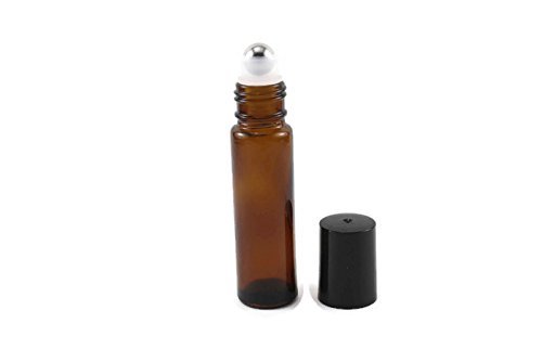 144-10ml Amber Glass Roll On Thick Bottles (144) with Stainless Steel Roller Balls - Refillable Aromatherapy Essential Oil Roll On (144)